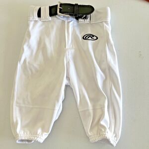 Rawlings Youth Small White Knicker Baseball Pants with Black Belt